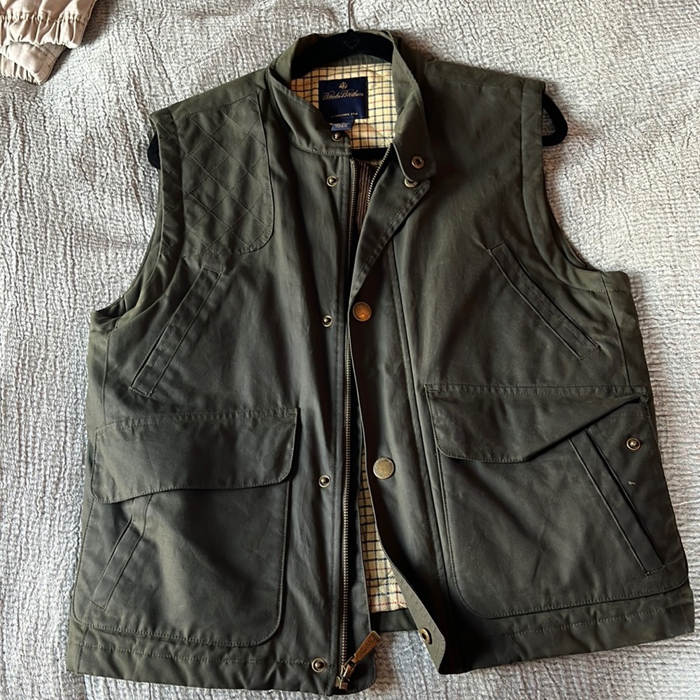 Waxed, Brooks Brothers Vest, Forest Green, Size S